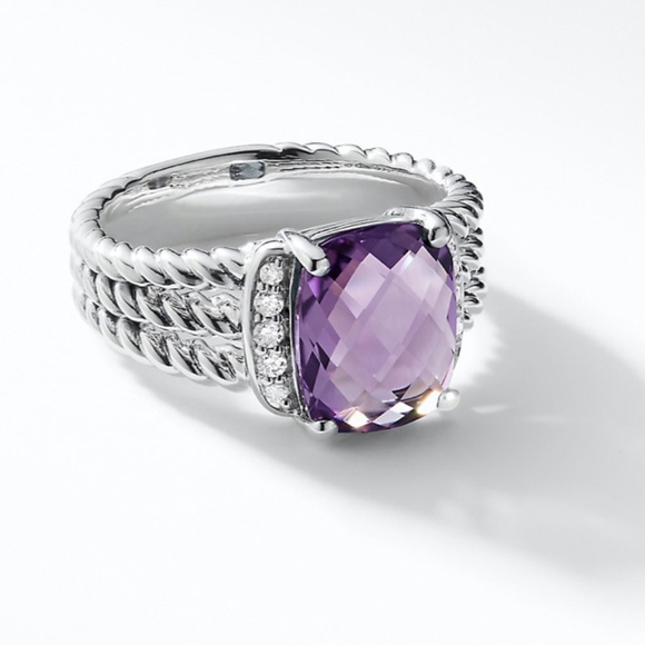 David Yurman Purple Amethyst Wheaton Petite Ring Size 7 - Picture 4 of 16